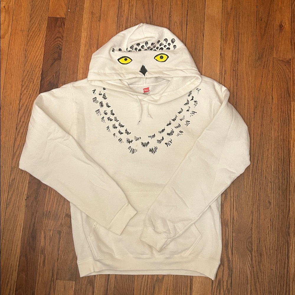 ✨🎃 Halloween Costume 🎃✨ Hand-Painted Harry Potter Hedwig Owl Hoodie - SM
